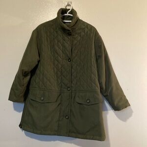 IZZI OUTERWEAR a division S.Rothschild green zip up button up warm jacket coat